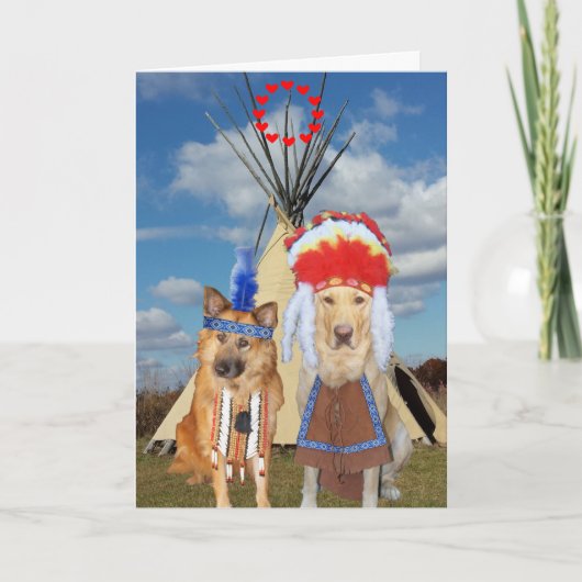 Funny Native American Dogs Valentijn Holiday Kaart (Voorkant)