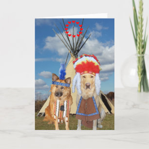 Funny Native American Dogs Valentijn Holiday Kaart