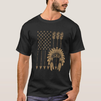 Funny Native American Flag Gift Cool USA Tribe Pat T-shirt