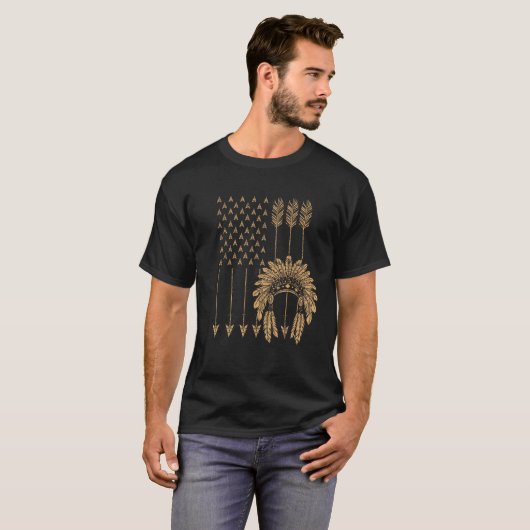 Funny Native American Flag Gift Cool USA Tribe Pat T-shirt (Voorkant volledig)
