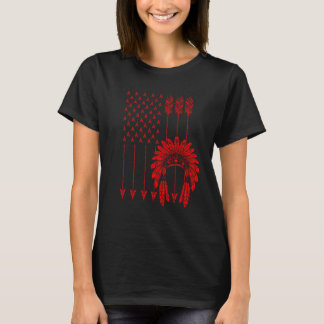 Funny Native American Flag Gift Cool USA Tribe Pat T-shirt