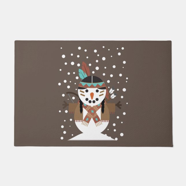 Funny Native American kerstboomversieringen Deurmat (Voorkant)