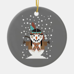 Funny Native American kerstboomversieringen Keramisch Ornament