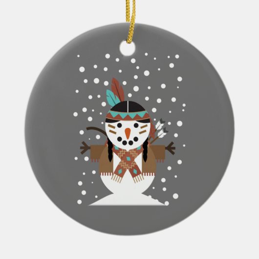 Funny Native American kerstboomversieringen Keramisch Ornament (Voorkant)