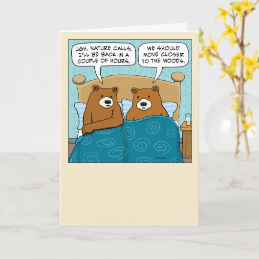 Funny Natuur roept op tot slaaploze Beren Kaart (Gele Bloem)