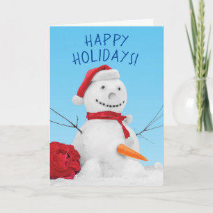 Funny Naughty Anatomically Correction Snowman Feestdagen Kaart