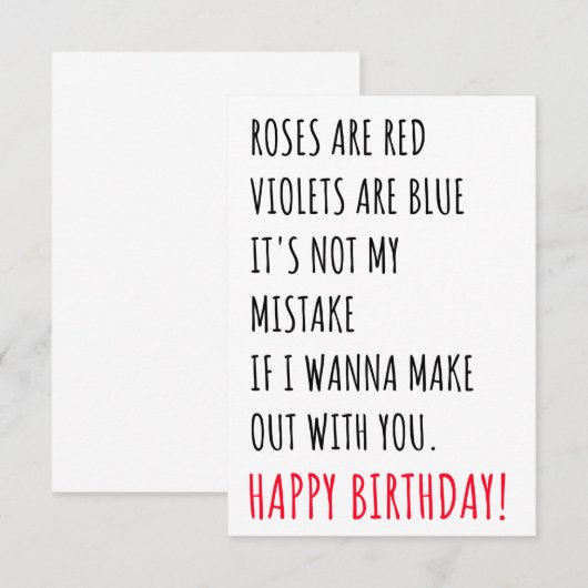 Funny Naughty Birthday Gift Kaart voor hem en haar (Voorkant / Achterkant)