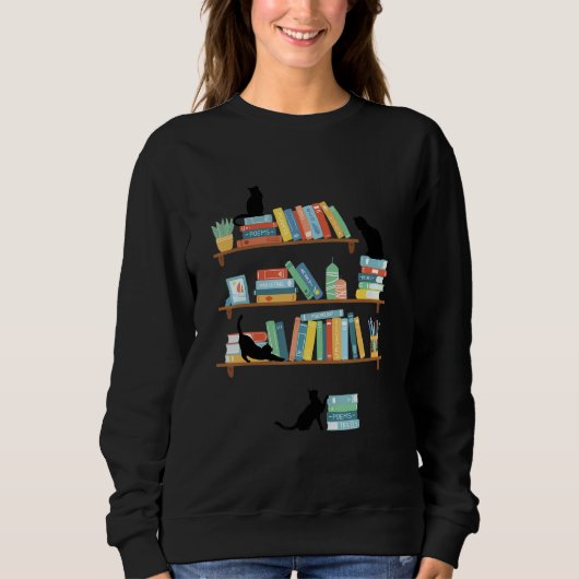 Funny Naughty Cat and Book Reader Lady Kitten Trui (Voorkant)