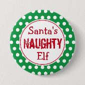 Funny Naughty Elf Kerst Button Pin (Voorkant)