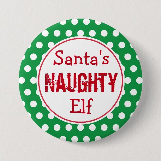 Funny Naughty Elf Kerst Button Pin (Voorkant)