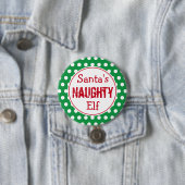 Funny Naughty Elf Kerst Button Pin (In situ)