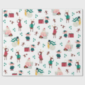 Funny Naughty Holiday Santa en Vrienden Cadeaupapier (Vlak)