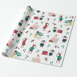 Funny Naughty Holiday Santa en Vrienden Cadeaupapier