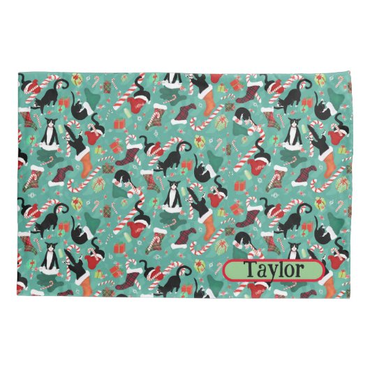 Funny Naughty Kerstkat Aangepersonaliseerde Kinder Kussensloop (Achterkant)