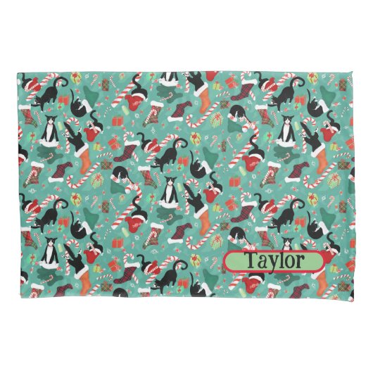 Funny Naughty Kerstkat Aangepersonaliseerde Kinder Kussensloop (Voorkant)