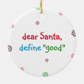 Funny Naughty Kinder Beste Santa Define Good Holid Keramisch Ornament (Achterkant)