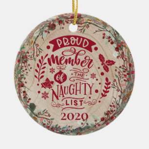 Funny Naughty List - Aangepast foto botanisch Keramisch Ornament