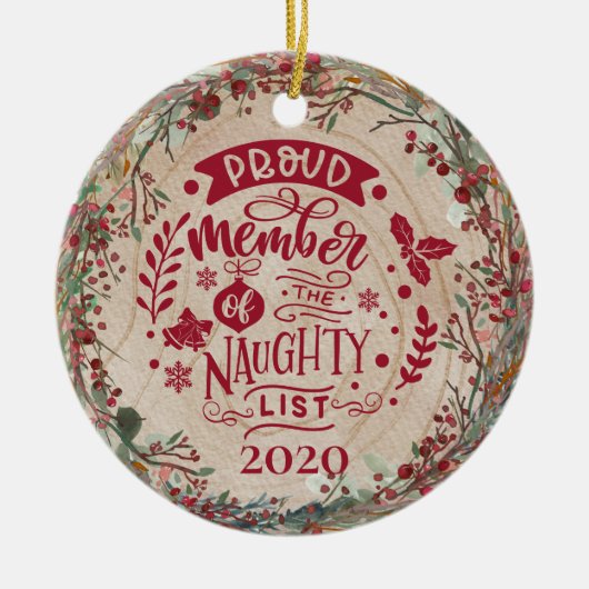 Funny Naughty List - Aangepast foto botanisch Keramisch Ornament (Voorkant)