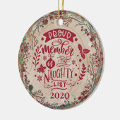Funny Naughty List - Aangepast foto botanisch Keramisch Ornament (Links)