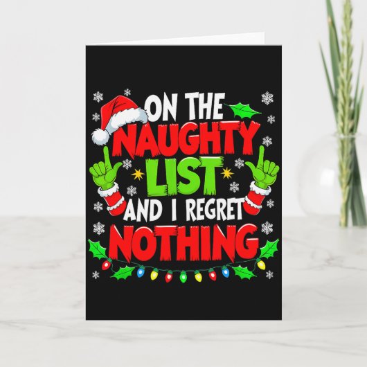 Funny Naughty List Christmas  Kaart (Voorkant)