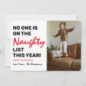 Funny "Naughty List", Kerstmis foto Feestdagenkaart (Voorkant)