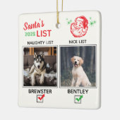 Funny Naughty or Nice Dog Photo Christmas Keramisch Ornament (Links)