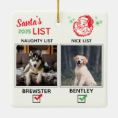 Funny Naughty or Nice Dog Photo Christmas Keramisch Ornament (Achterkant)