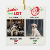 Funny Naughty or Nice Dog Photo Christmas Keramisch Ornament (Voorkant)