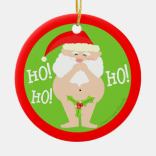 Funny Naughty Santa Kerstversier Keramisch Ornament