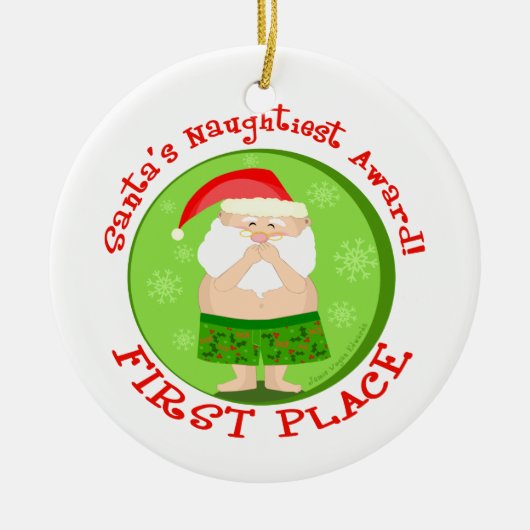 Funny Naughty Santa Kerstversier Keramisch Ornament (Voorkant)