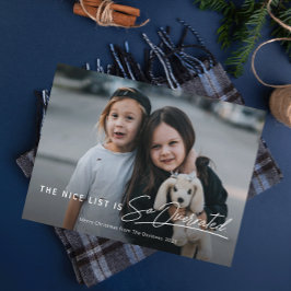 Funny Naughty The Nice List Foto Kerstmis Feestdagenkaart