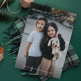 Funny Naughty The Nice List Foto Kerstmis Feestdagenkaart
