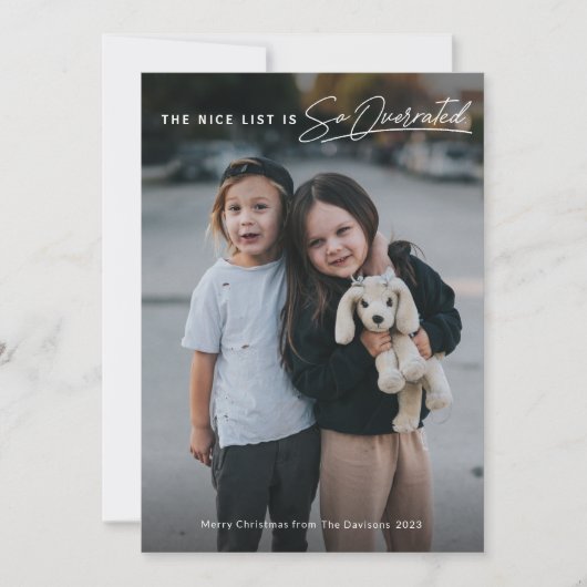 Funny Naughty The Nice List Foto Kerstmis Feestdagenkaart (Voorkant)