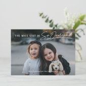Funny Naughty The Nice List Foto Kerstmis Feestdagenkaart (Staand voorkant)
