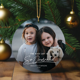 Funny Naughty The Nice List Foto Kerstmis Keramisch Ornament