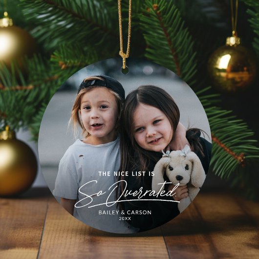 Funny Naughty The Nice List Foto Kerstmis Keramisch Ornament