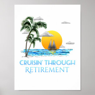 Funny Nautical Cruise door pensionering Poster