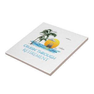 Funny Nautical Cruise door pensionering Tegeltje