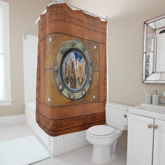 Funny Nautical Porthole Shower Curtain Douchegordijn (In situ)