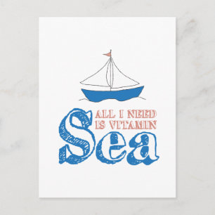 Funny Nautical Quote Sailboat Drawing Vitamin Zee Briefkaart