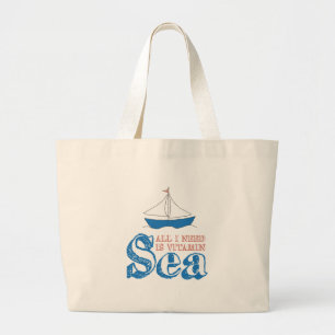 Funny Nautical Quote Sailboat Drawing Vitamin Zee Grote Tote Bag