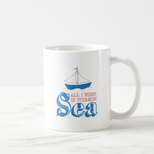 Funny Nautical Quote Sailboat Drawing Vitamin Zee Koffiemok (Rechts)