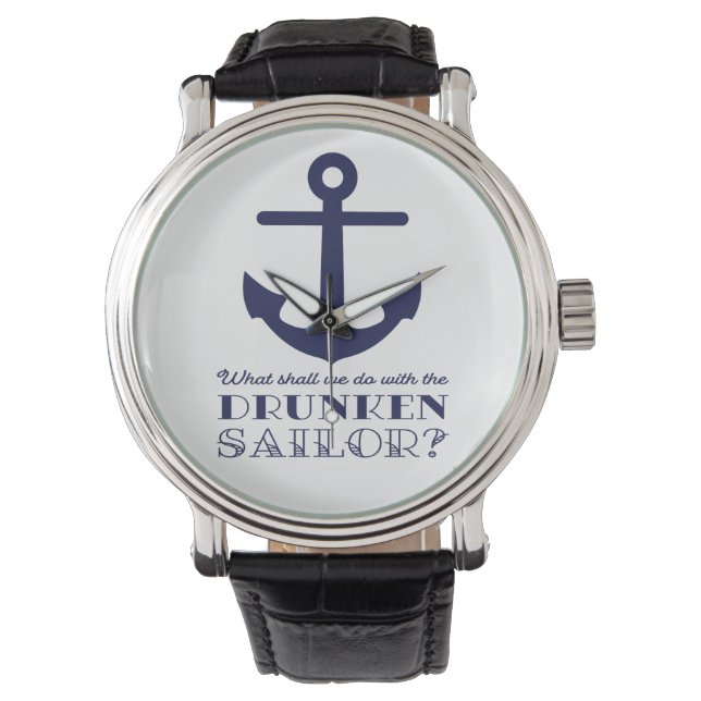 Funny Naval Drunken Sailor Zee Shanty Nautical Horloge (Voorkant)
