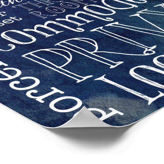 Funny Navy Waterverf Toilet Bathroom Sign Print (Hoek)