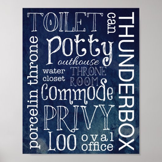 Funny Navy Waterverf Toilet Bathroom Sign Print (Voorkant)