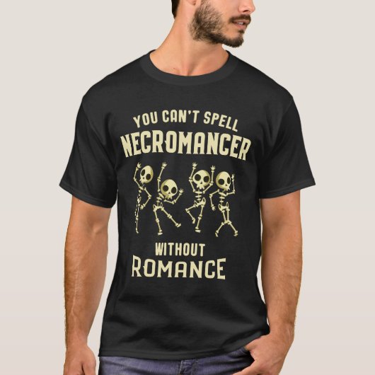 Funny Necromancer Dansende Skeletten T-shirt (Voorkant)