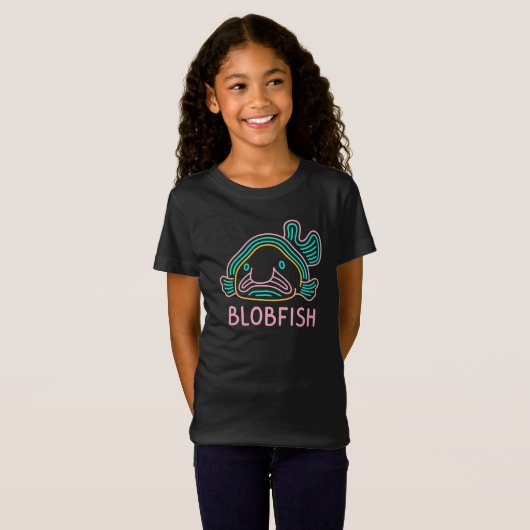 Funny Neon Blobfish – Quirky Deep Sea Cartoon T-shirt (Voorkant volledig)