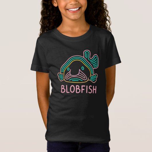 Funny Neon Blobfish – Quirky Deep Sea Cartoon T-shirt (Voorkant)