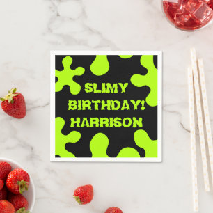 Funny neon green slijm, aangepast naam verjaardag servet