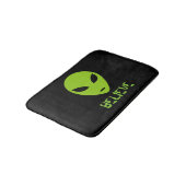Funny neon green space alien zwart badmat (Gekanteld)